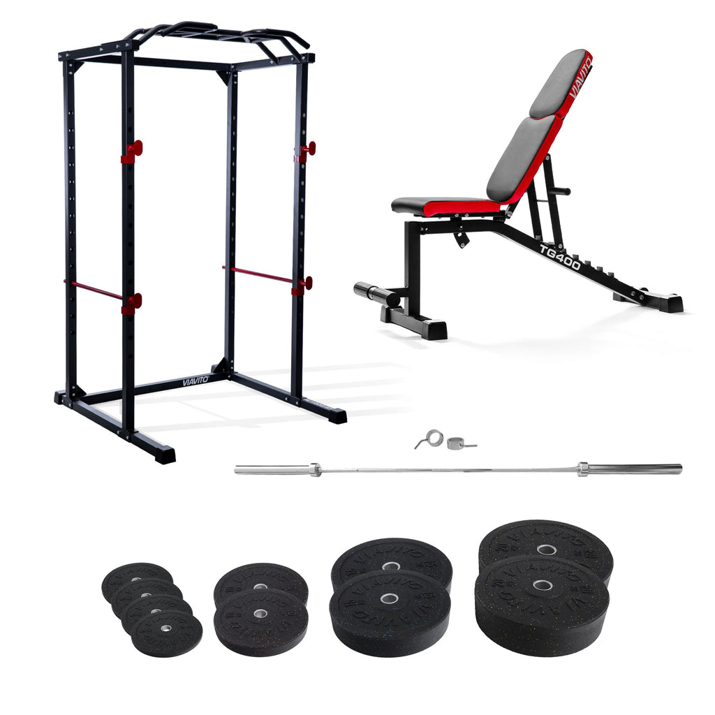 |Viavito Home Gym and 130kg Rubber Crumb Bumper Olympic Weight Set-2|