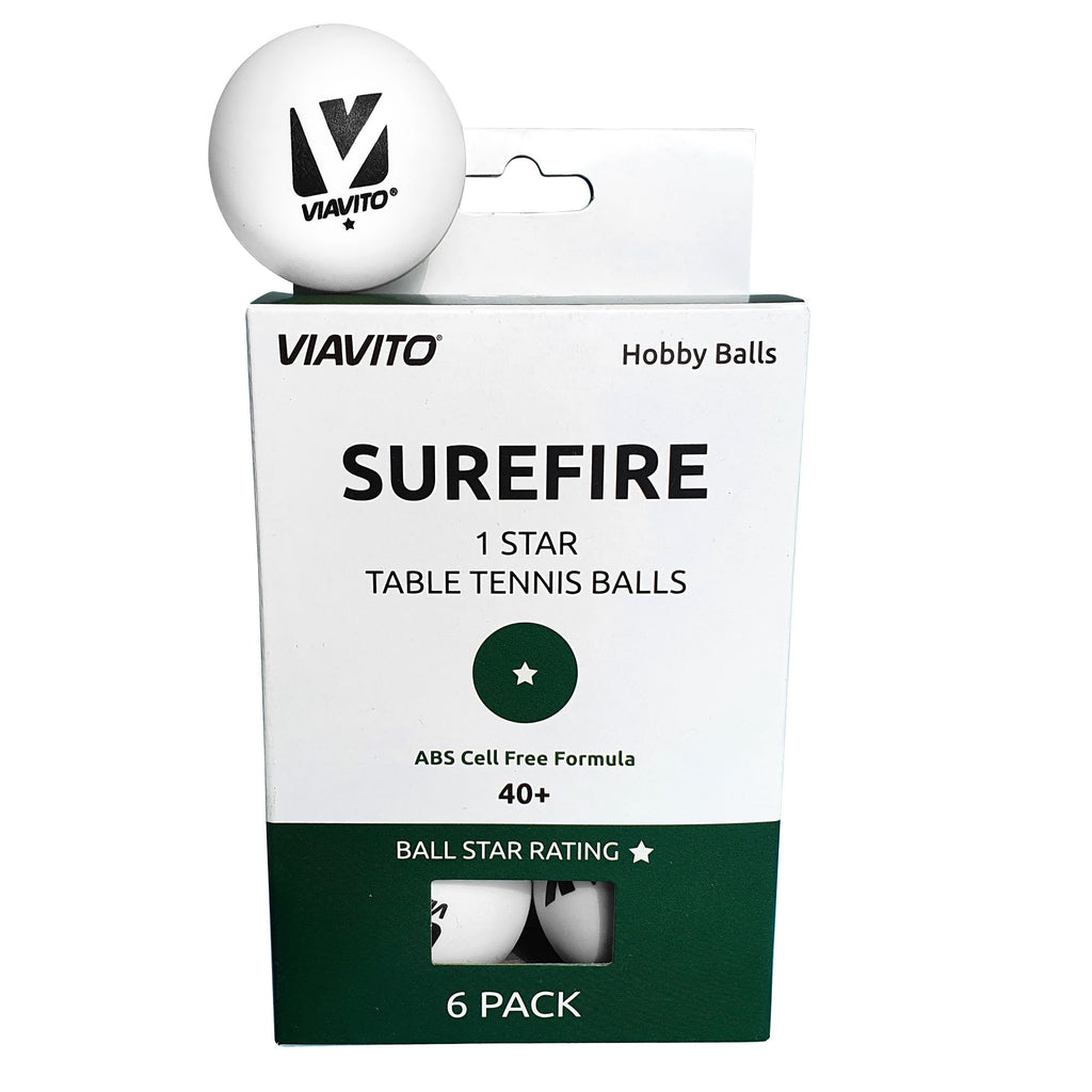 |Viavito Surefire 1 Star Table Tennis Balls - Pack of 6 - New|