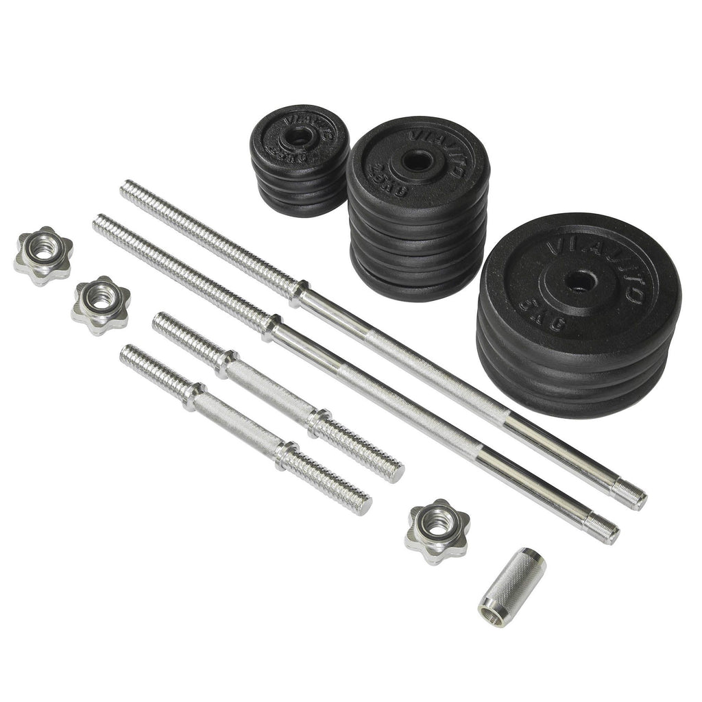 |Viavito SX200 Folding Barbell Weight Bench and 50kg Cast Iron Weight Set - Set|