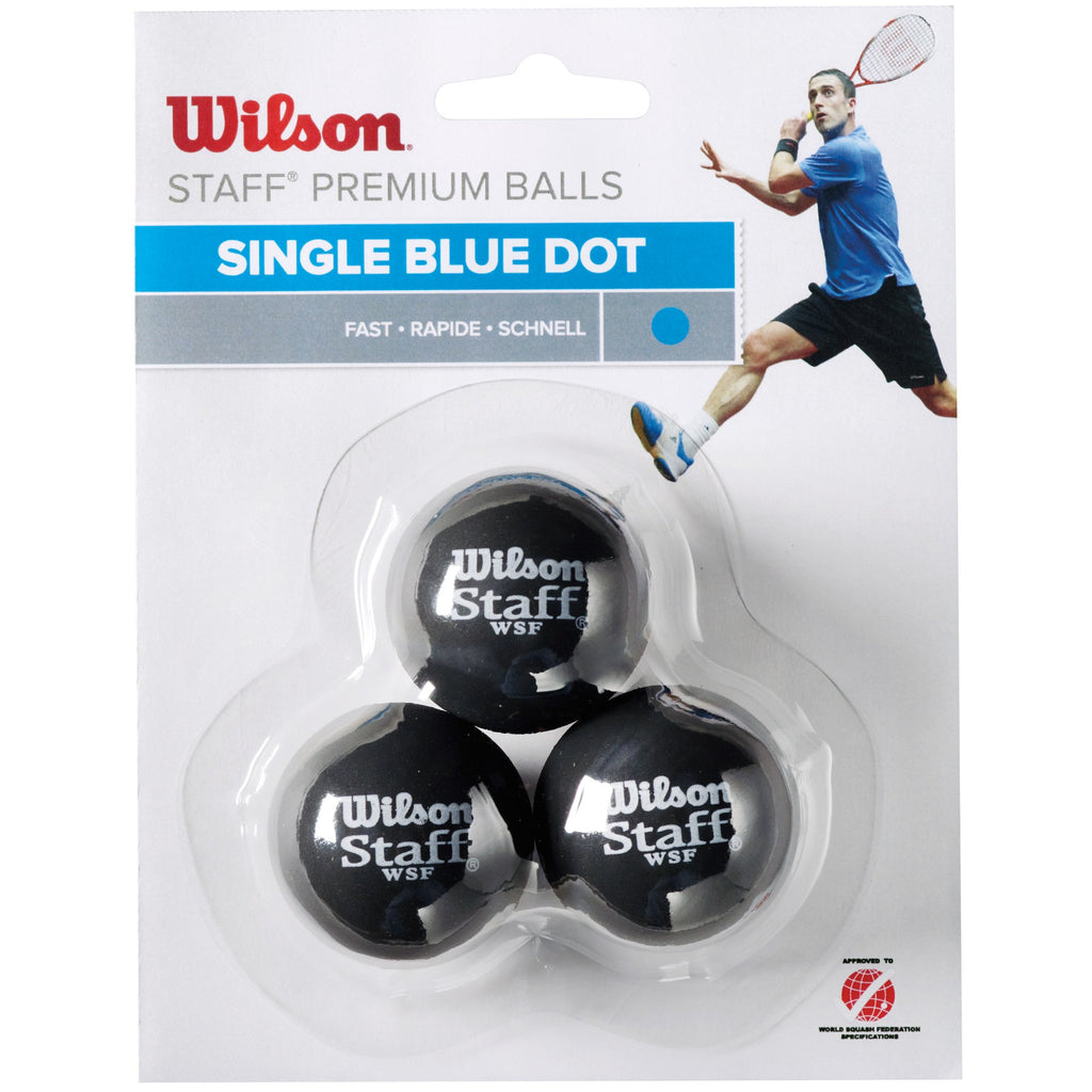|Wilson Staff Blue Dot Squash Balls - Pack of 3|