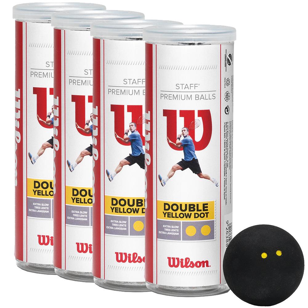 |Wilson Staff Double Yellow Dot Squash Balls - 1 Dozen View|
