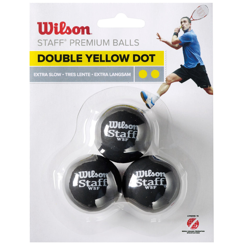 |Wilson Staff Double Yellow Dot Squash Balls - Pack of 3|