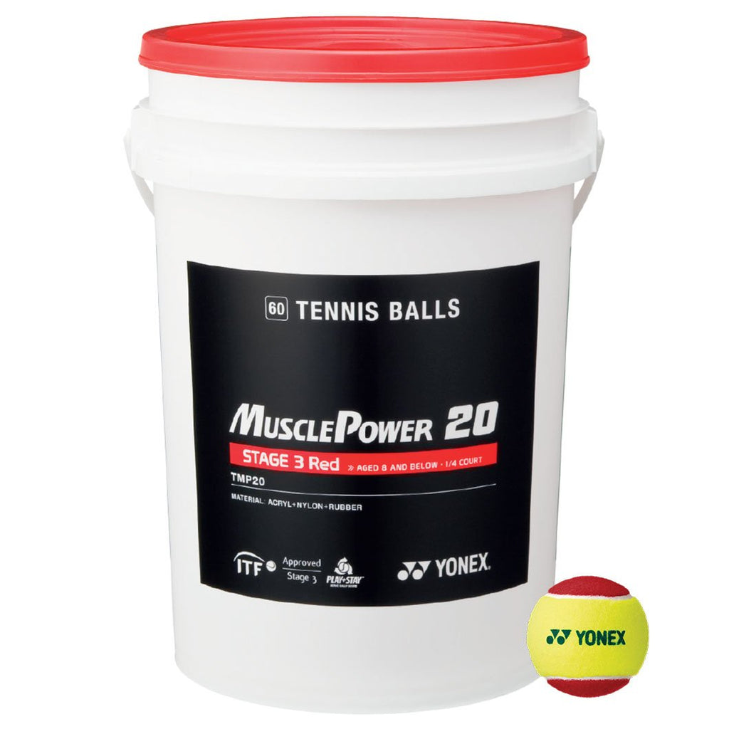 |Yonex Muscle Power 20 Red Tennis Balls - 60 Ball Bucket|
