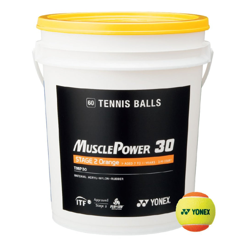 |Yonex Muscle Power 30 Orange Tennis Balls - 60 Balls Bucket|