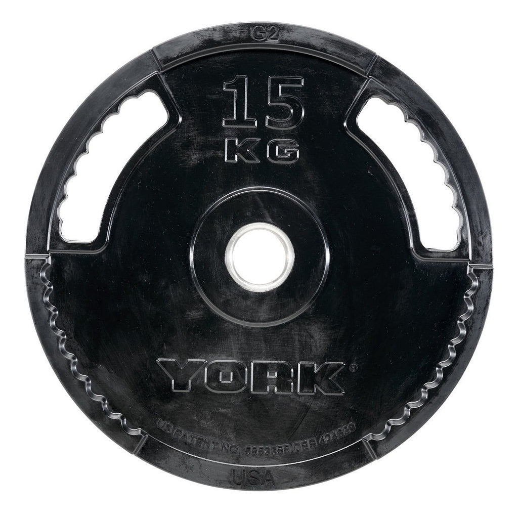 |York 15kg G2 Rubber Thin Line Olympic Weight Plate|