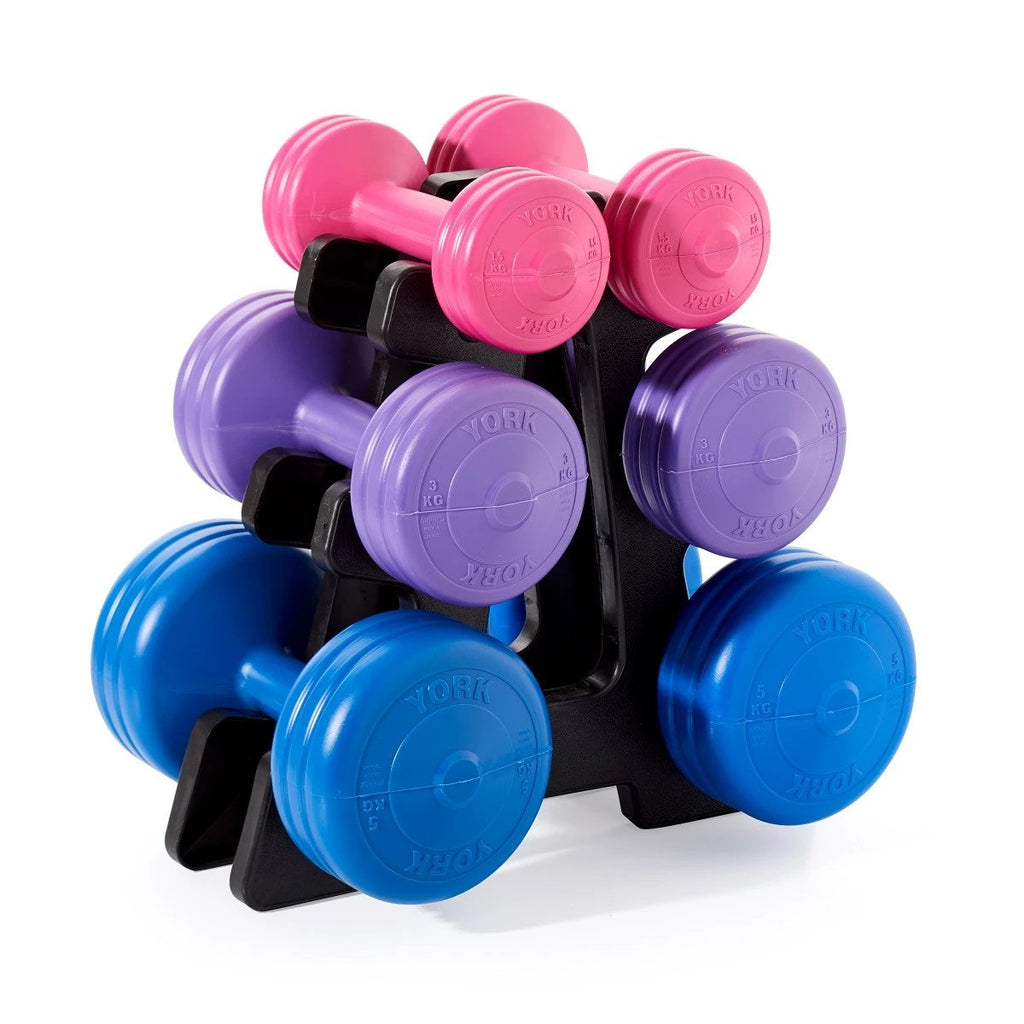 |York 19kg Vinyl Dumbbell Weight Set with Stand|