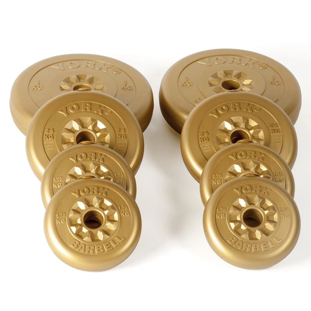York 20kg Gold Vinyl Weight Plates Sweatband