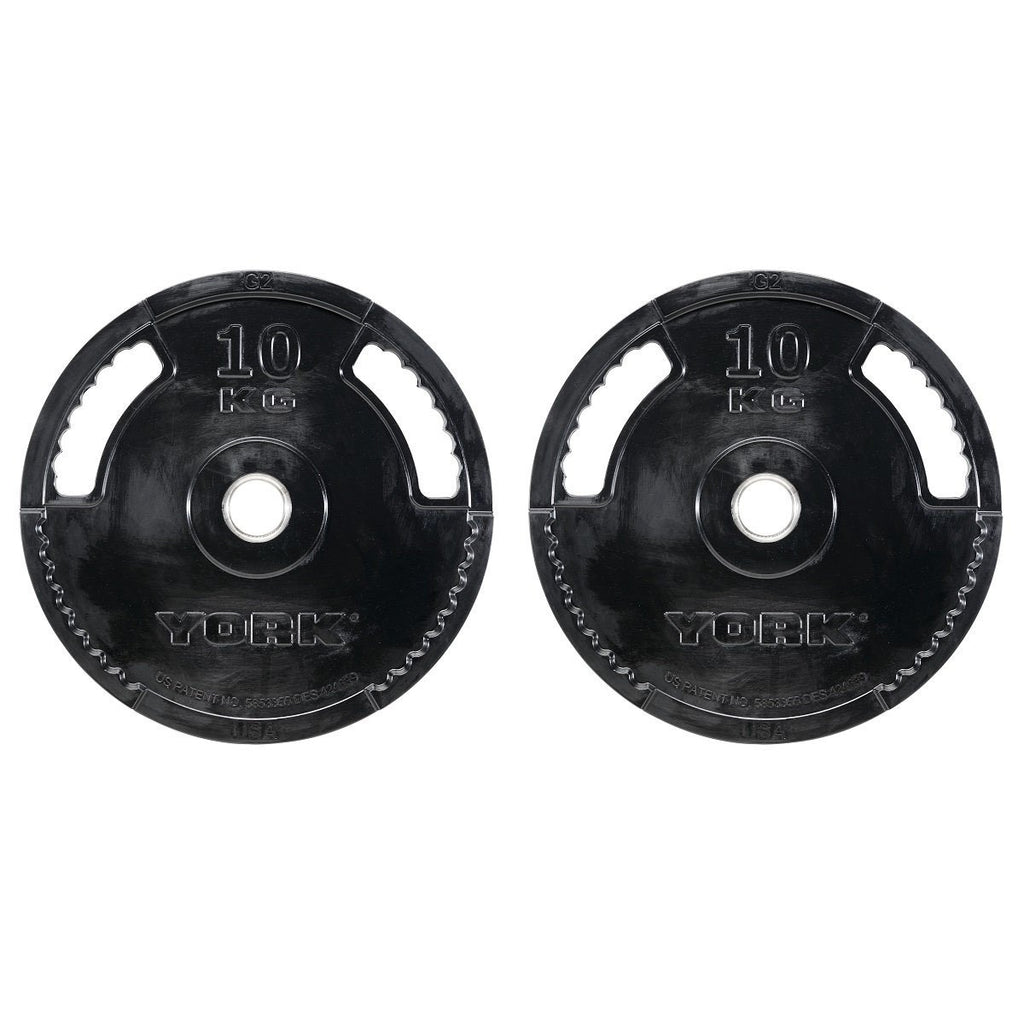 |York 2 x 10kg G2 Rubber Thin Line Olympic Weight Plates|