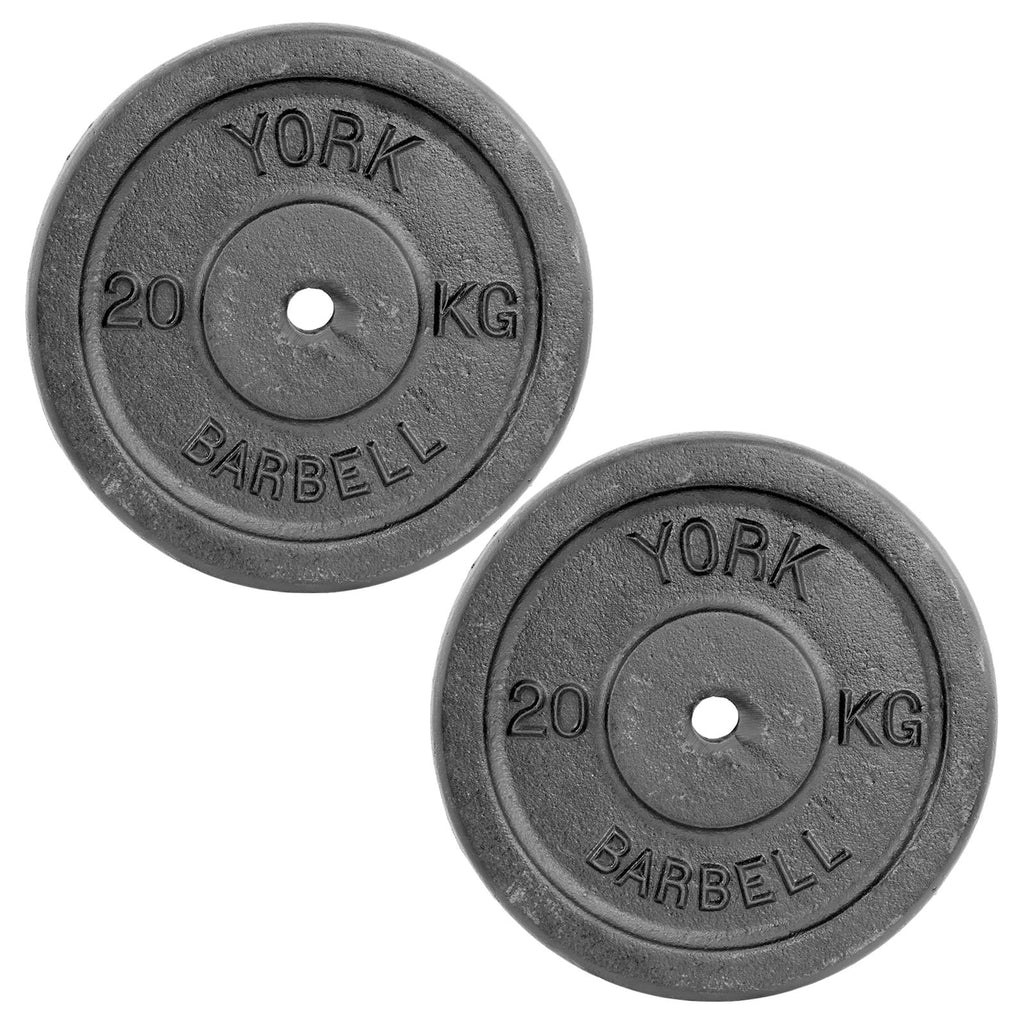 |York 2 x 20kg Black Cast Iron 1Inch Plates |