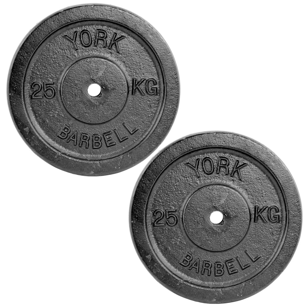 |York 2x 25kg Black Cast Iron 1Inch Plates|