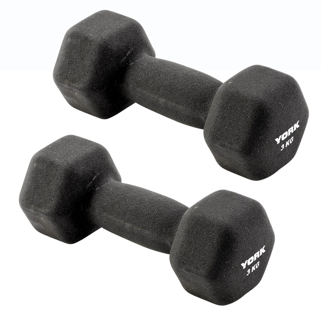 |York 2 x 3kg Neo Hex Dumbbell|