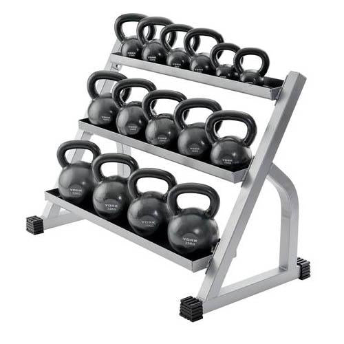 |York 3 Tier Cast Kettlebell Rack- In Use|