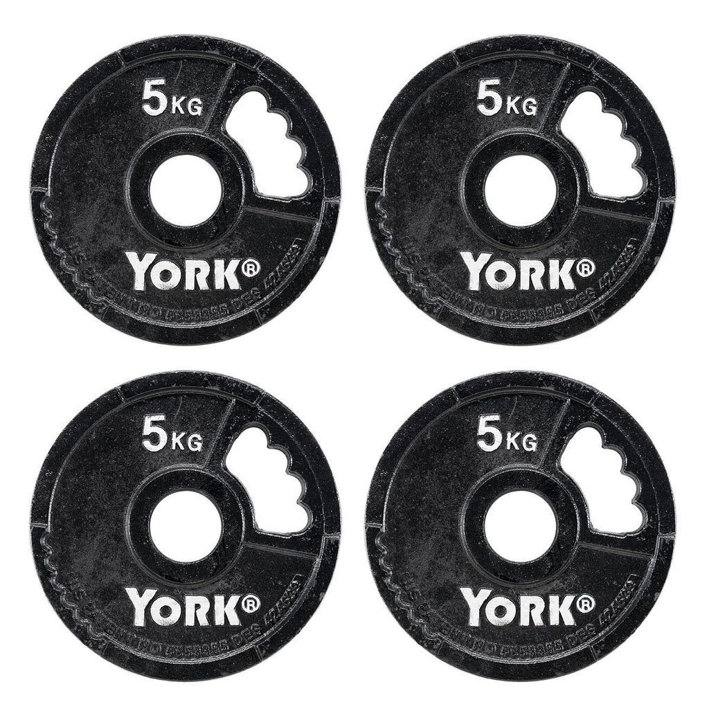 |York 4 x 5kg G2 Cast Iron Olympic Weight Plates|