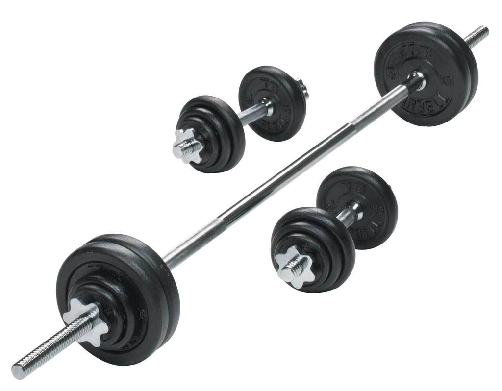 |York 50kg Black Cast Iron Barbell and Dumbbell Set 2016|