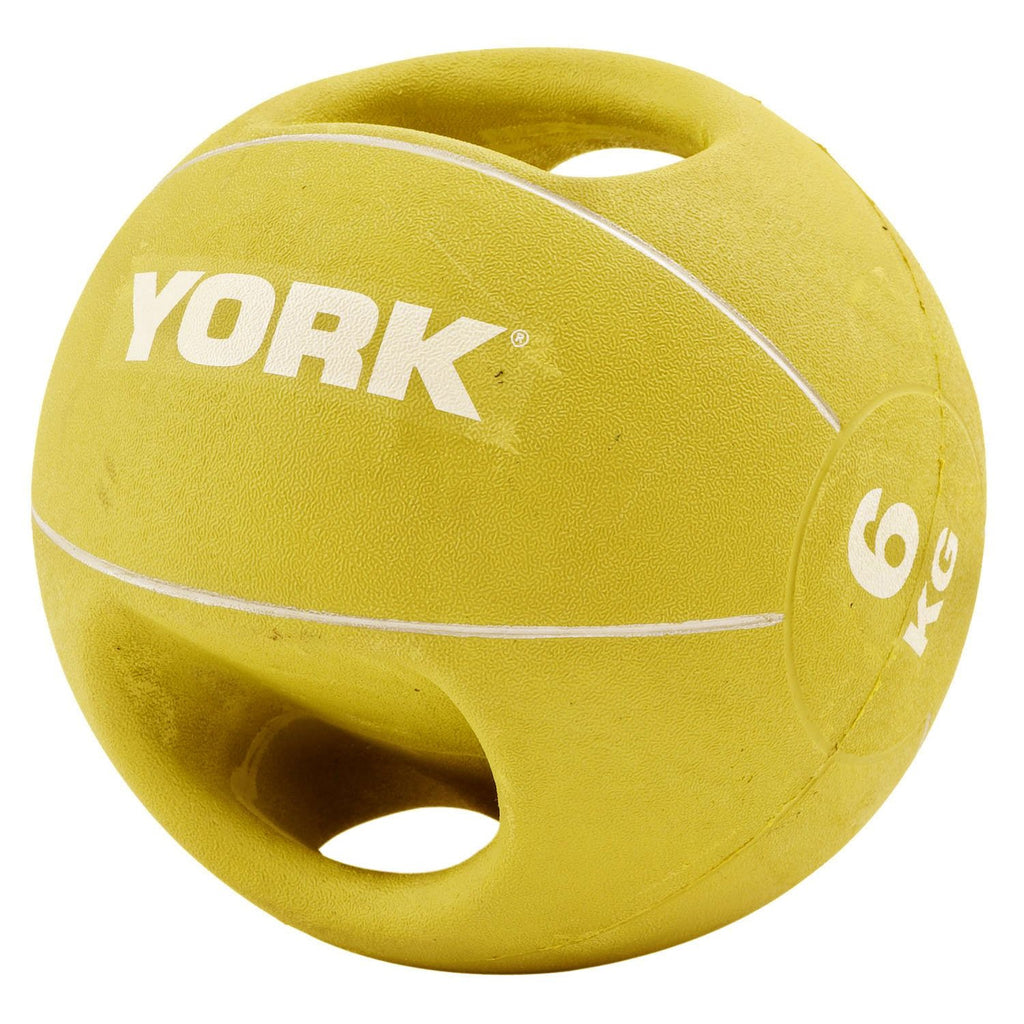 |York 6kg Double Grip Medicine Ball - Yellow Image|