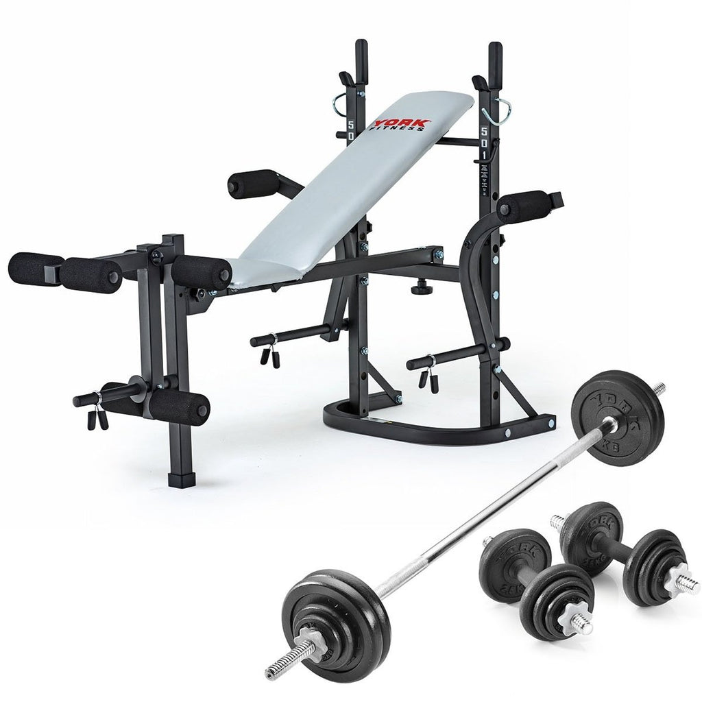 |York B501 Weight Bench with 50kg Cast Iron Weight Set|