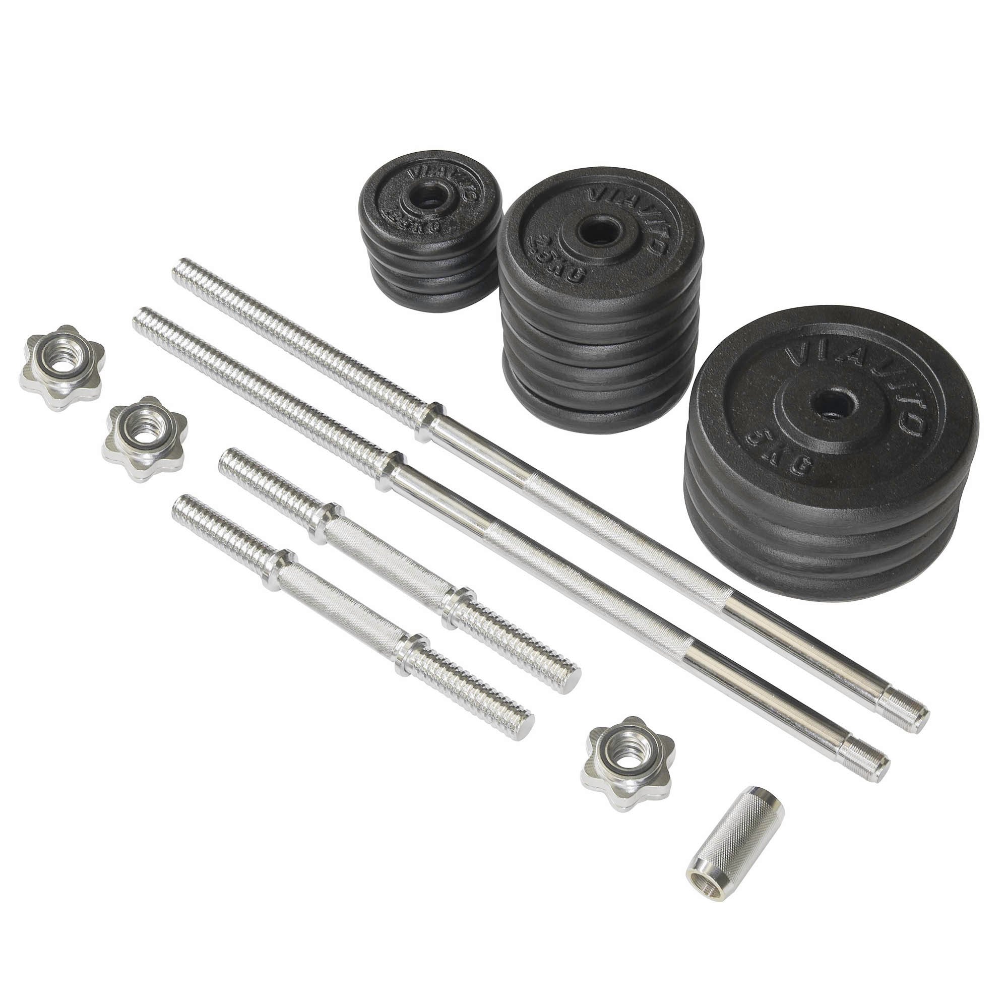 York B540 Folding Weight Bench and Viavito 50kg Cast Iron Weight Set