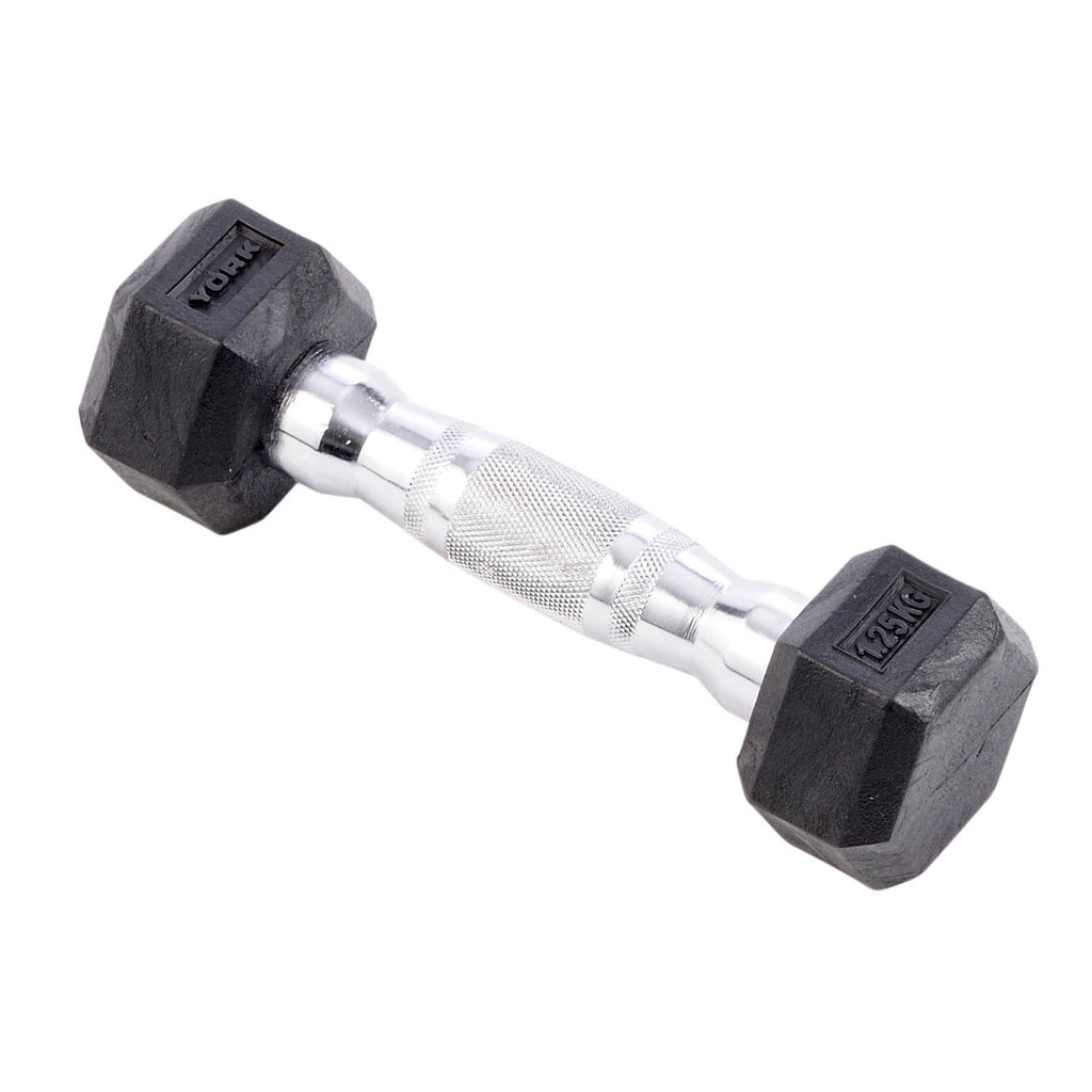 |York Commercial 1.25kg Rubber Hex Dumbell|