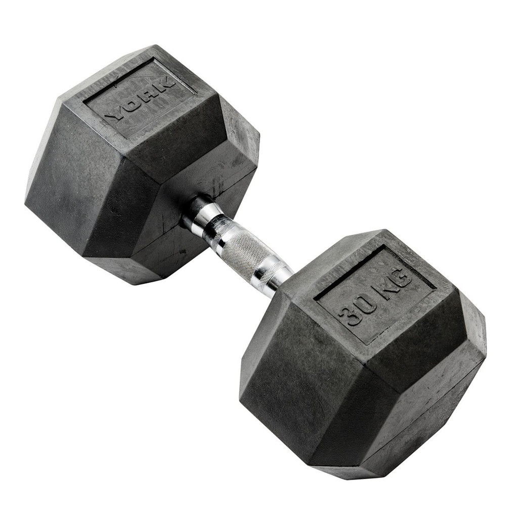 |York Commercial 30kg Rubber Hex Dumbell|