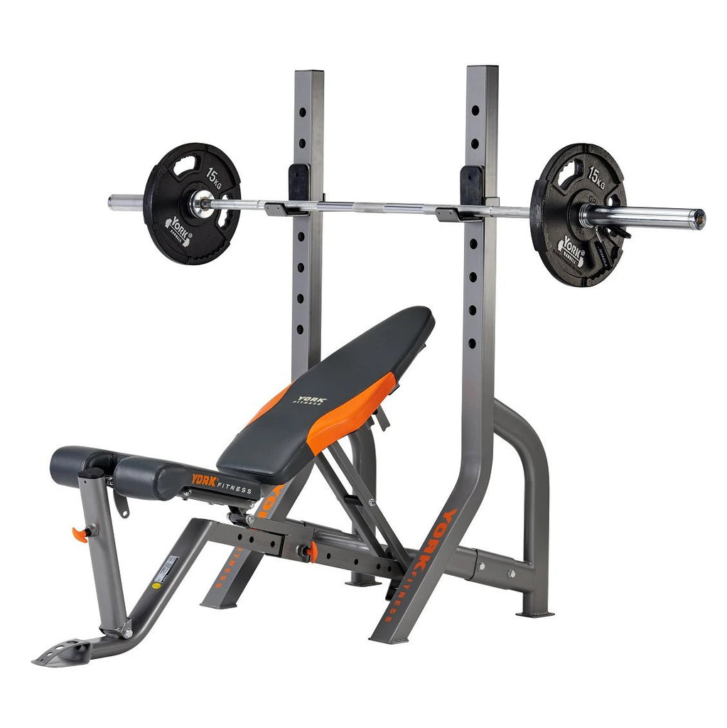 |York Diamond Olympic Narrow Stance Barbell Bench - Pos1|